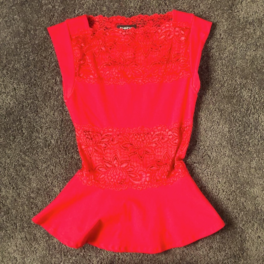 Bebe peplum lace shirt